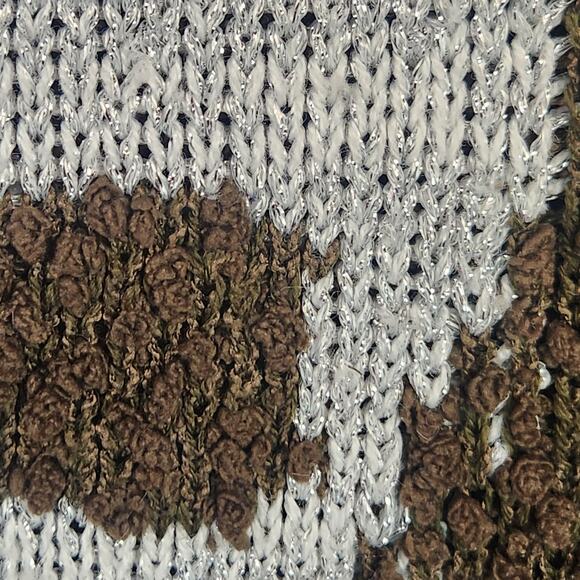 Studio B by Bobeau Mettalic Skull Sweater Women’s SZ XL Brown/Gray Boucle EUC - Picture 6 of 13